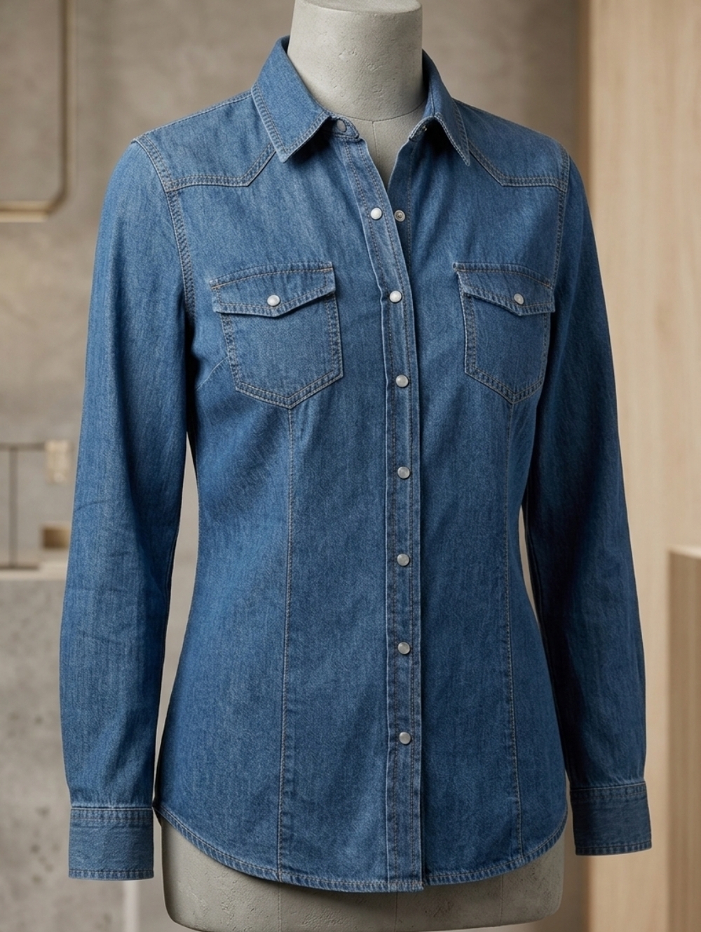 NWOT DR2 100% Cotton Denim Button Up Sz S